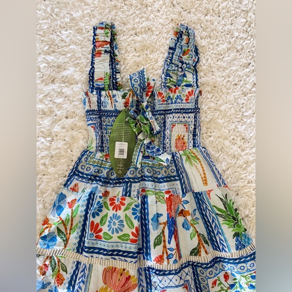 NWT Farm Rio Tropical Tiles Square Neck Maxi Dress - Picture 7 of 10